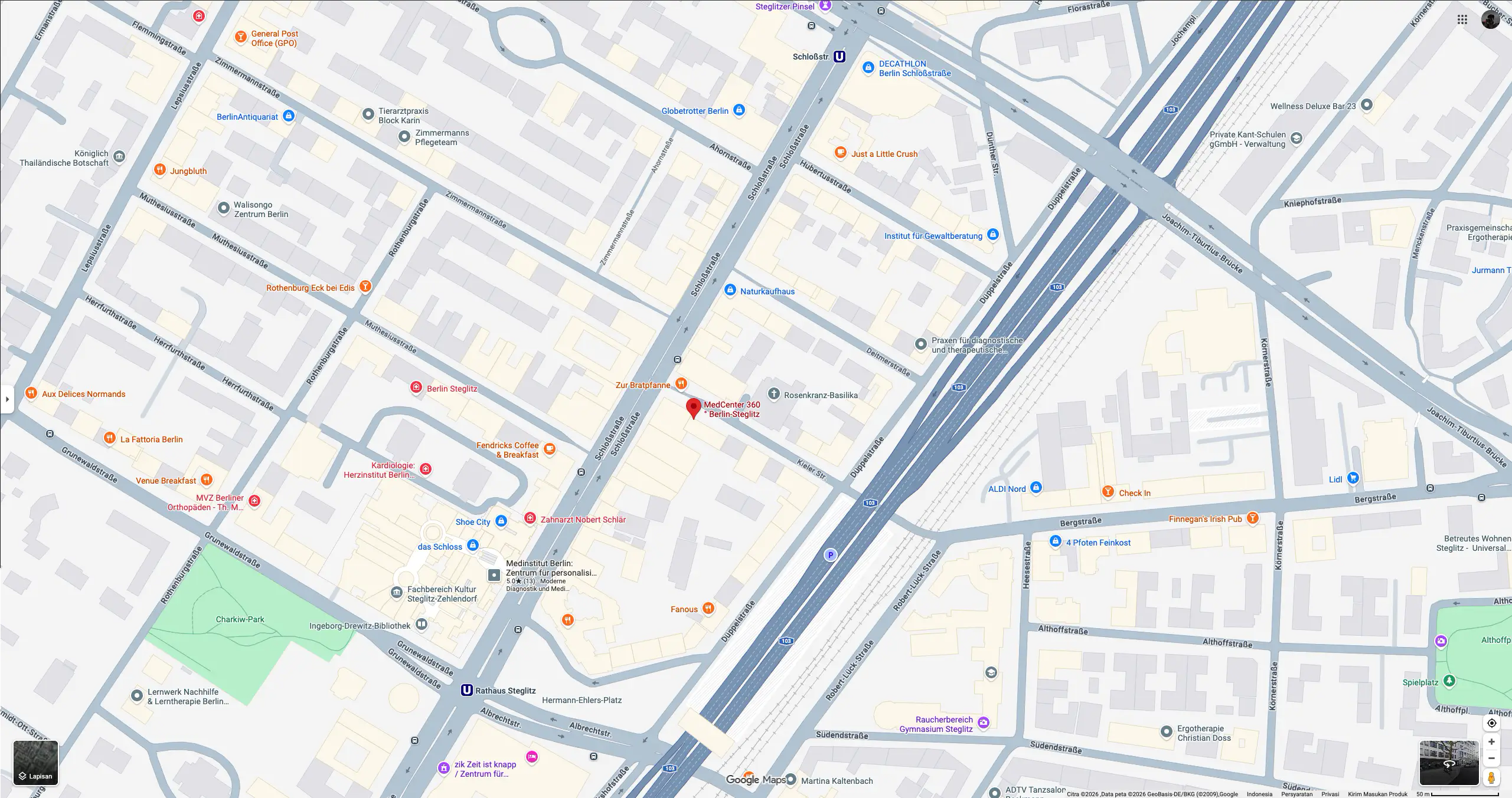 Karte: Theraletik Steglitz, Kielerstraße 1–2, 12173 Berlin
